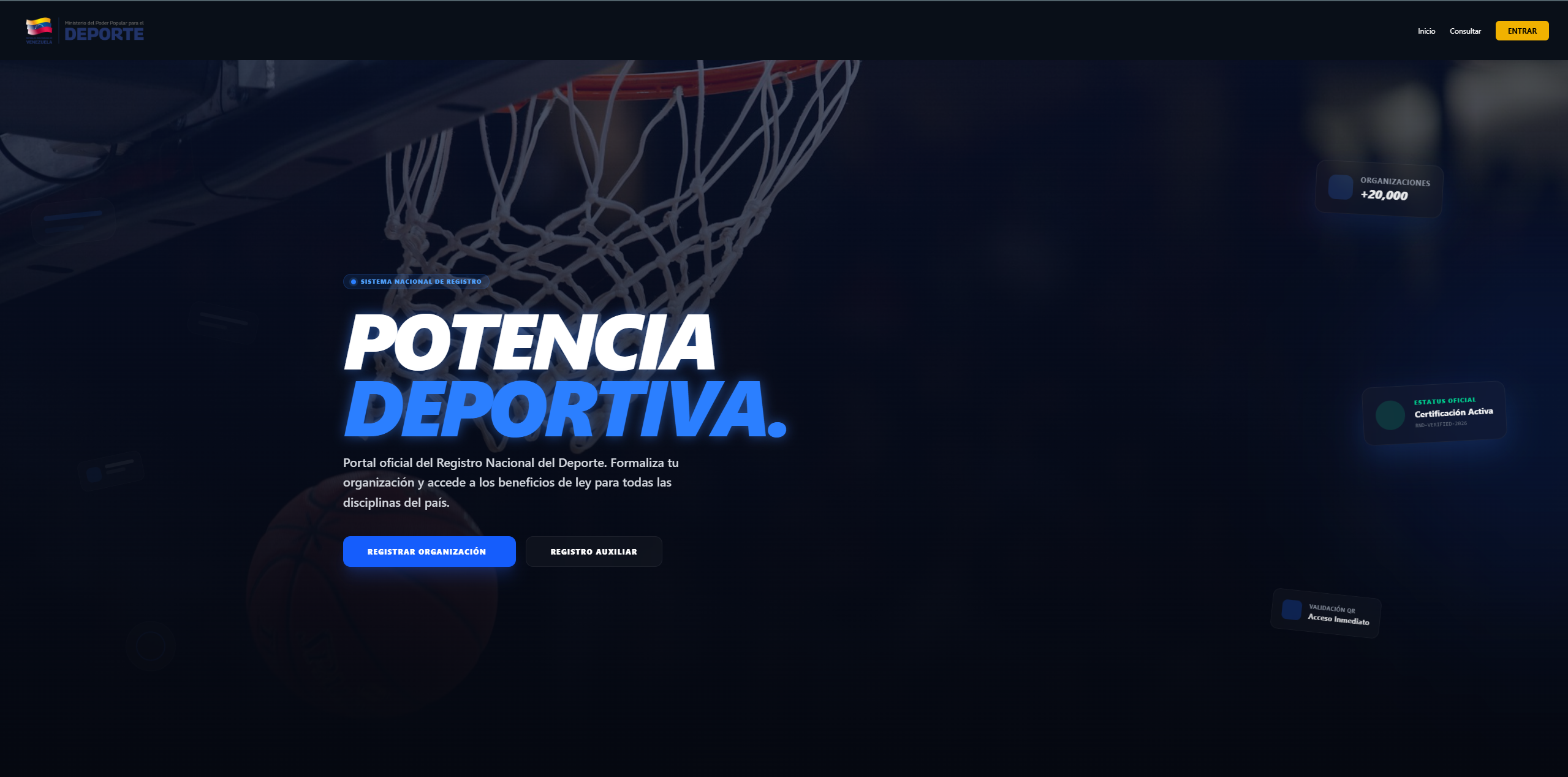 Portal de Registro y Certificación del Registro Nacional del Deporte